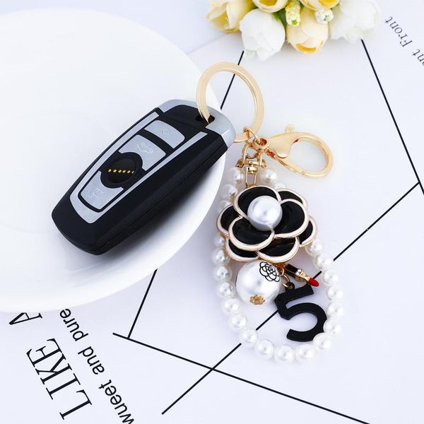 

keychains xdpqq korean creative tea tree flower pearl keychain pendant bag gift accessories, Silver