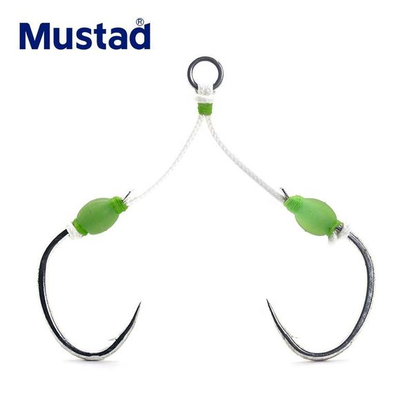 

mustad j-assist3 luminous double barbed string steel assist jig hook fishing hooks