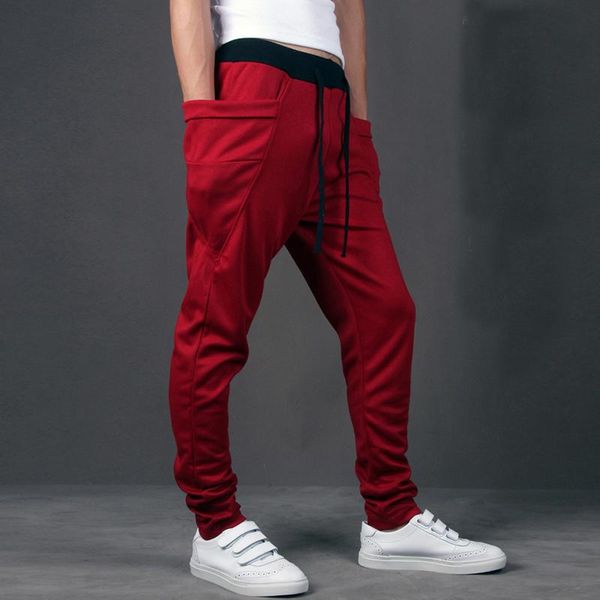 

men's pants hip hop trousers casual men unique big pocket harem quality outwear sweatpants mens joggers here, Black