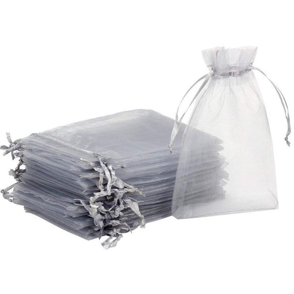

100pcs small drawable sheer organza gift bag 7 x 9 cm jewelry organizer display packaging wedding christmas candy bags wrap