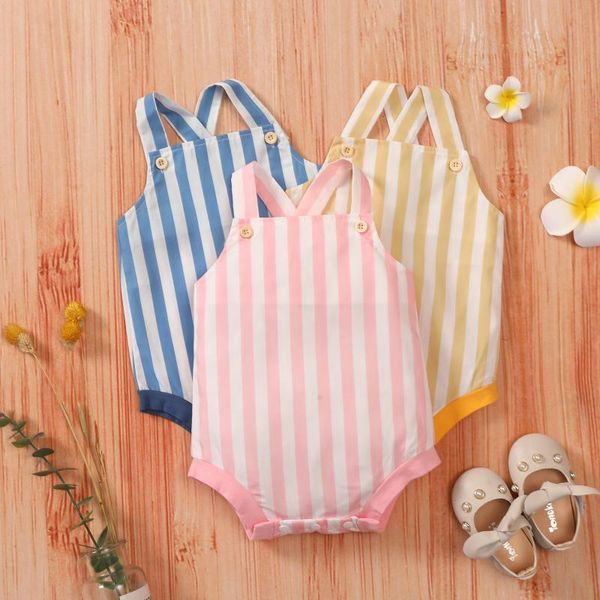 

rompers born baby girls boys clothes cotton cute overalls infant sleeveless striped/sun/rainbow print romper jumpsuits, Blue
