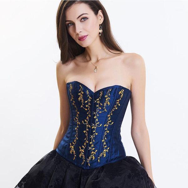 

bustiers & corsets overbust corset 10 steel boned slimming bodice embroidery strap design to wear out with 3 colors bustier women, Black;white