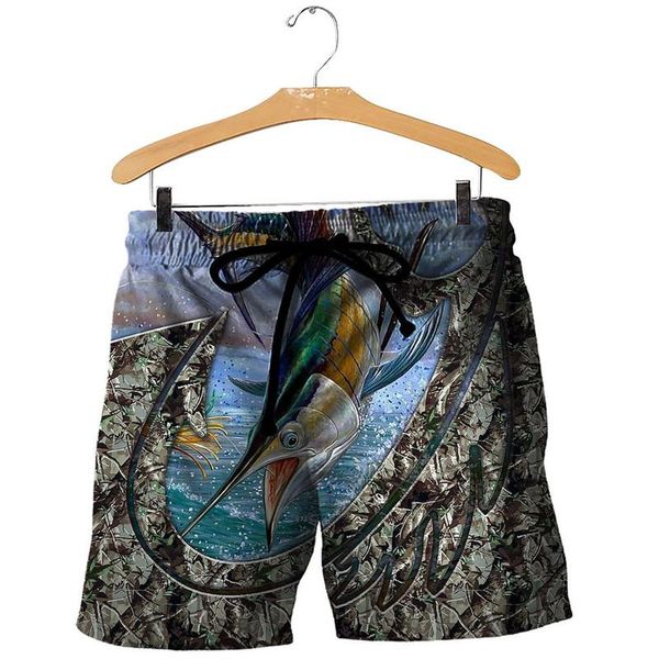 

men's shorts style interesting angler and calf pattern 3d printing apparel summer fashion casual pants stretch, White;black