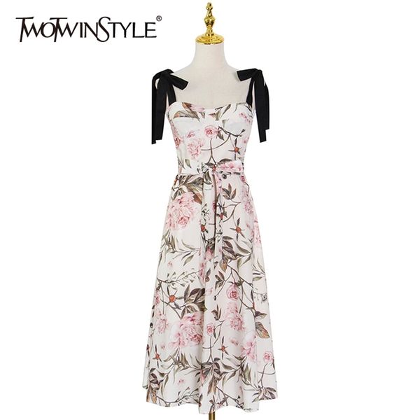 

print vintage dress for women square collar sleeveless high waist lace up floral hit color mid dresses female style 210520, Black;gray