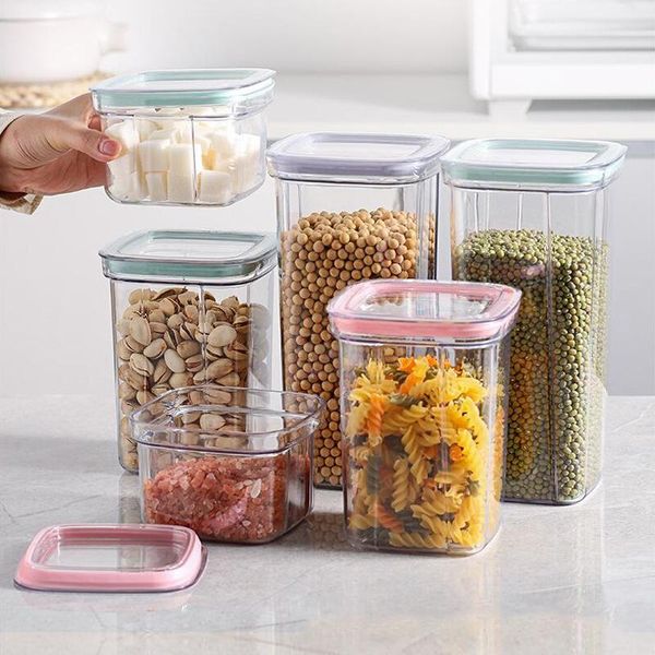 

storage bottles & jars 600/1300/2000ml sealed kitchen grain box transparent food canister keep fresh clear container preservation