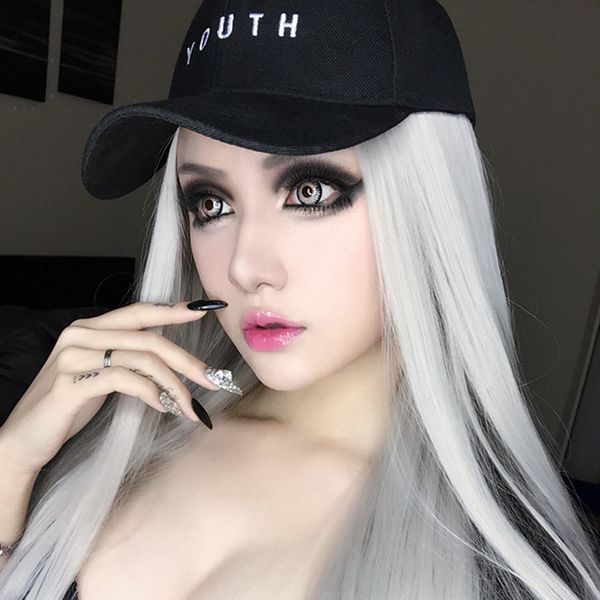 

2021 human hair wigs european and american fashion mid-point female long straight style design, multi-color optional spot gray, Black