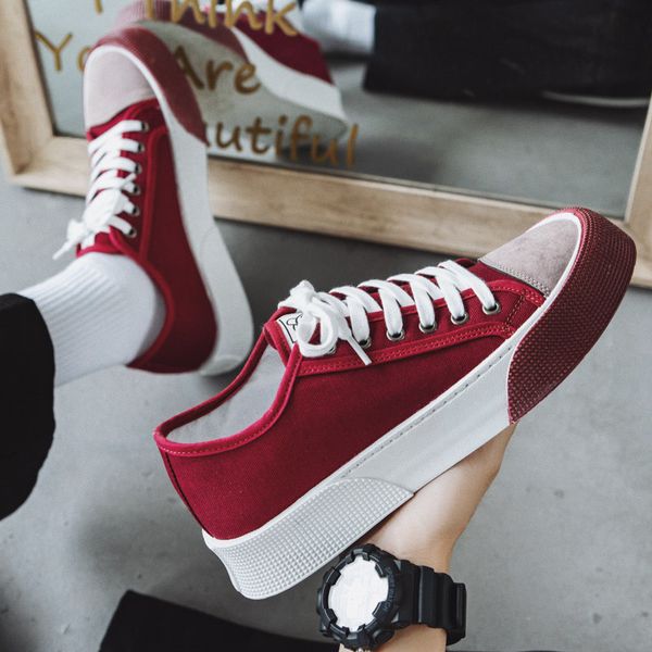 Scarpe da ginnastica casual rosse scarpe da uomo retrò streetwear hip hop piattaforma uomo sneakers basse comode scarpe di tela da uomo zapatos de lona