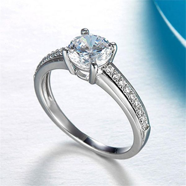 

cluster rings cmajor sterling silver synthetic diamond jewelry elegant temperament 14ct cubic zircon white square classic ring for women, Golden;silver