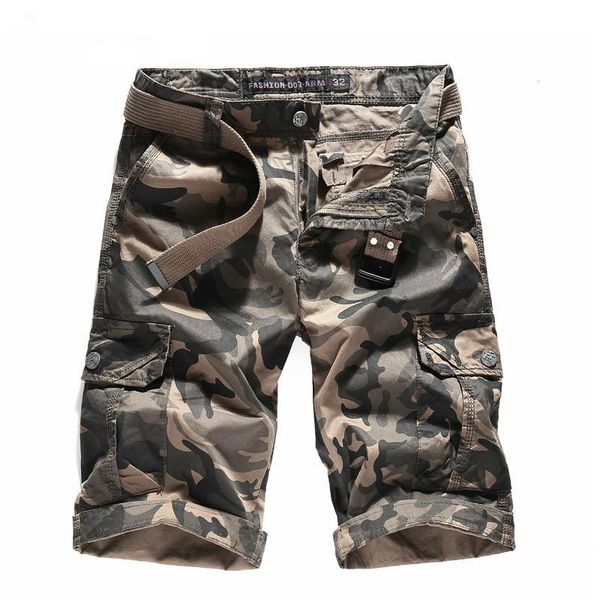 

mens summer cargo shorts men's military camouflage casual loose multi-pocket cotton tooling knee length size 38, White;black