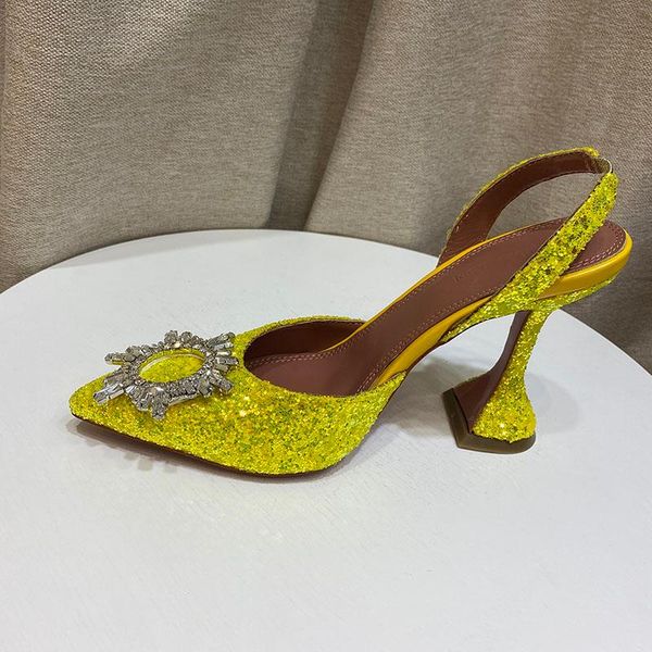 

dress shoes blingbling crystal sun beading pointed toe woman sequins slingback high heels real pos colorful, Black