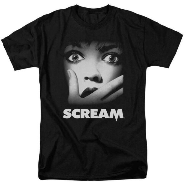 

scream poster t shirt licensed horror movie retro classic scary tee new black, White;black