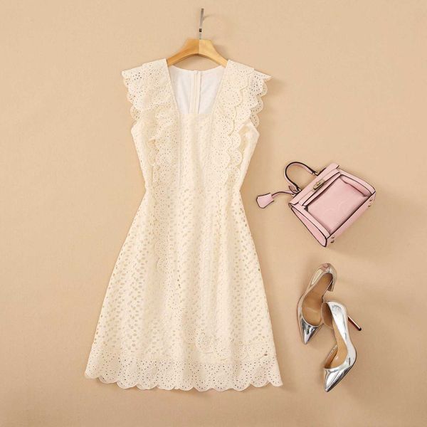 

spring summer square hollow out embroidery cotton dress 210526, Black;gray