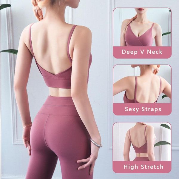 

gym clothing gymkm women garter brassiere deep v-neck breathable sport yoga bra beauty back underwear nylon athletic running bras, White;black