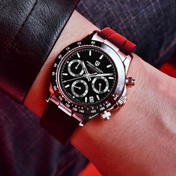 

watch pagani design mens sports waterproof luminous chronograph brand luxury quartz men relogio masculino, Slivery;brown