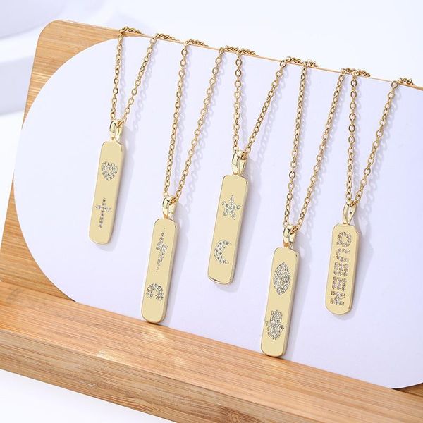 

pendant necklaces the fashion stainless steel cross necklace heart-shaped inlaid zircon for women girl party jewelry gift, Silver