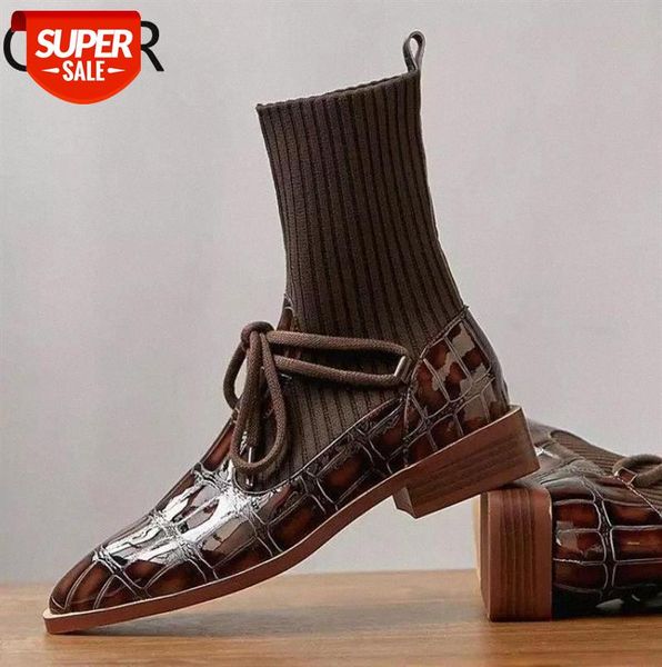 

retro ankle boots for women fashion shoes women boots fashion square toe winter stretch fabric #ne77
