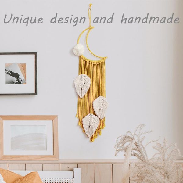 

1pc nordic handmade cotton dream catcher woven tapestry moon leaf tassels wall hanging home decoation bohemian ornament gift decorative obje