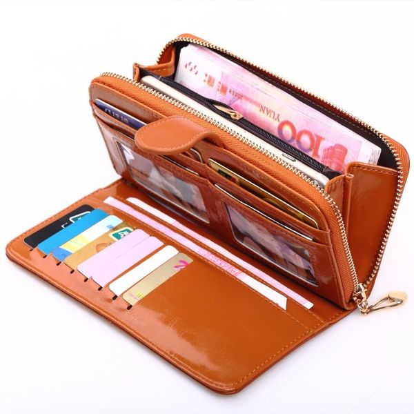 

wallets 11 colors 2021 fashion leather ladies wallet solid vintage long women purses big capacity phone clutch money bag card holder, Red;black