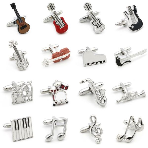 

cuff link and tie clip sets music cufflinks for men novelty note design gift links wholesale&retail, Silver;golden