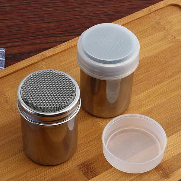 

small and large size stainless steel chocolate shaker icing sugar powder flour cocoa coffee sifter shakers with cover baking & pastry tools
