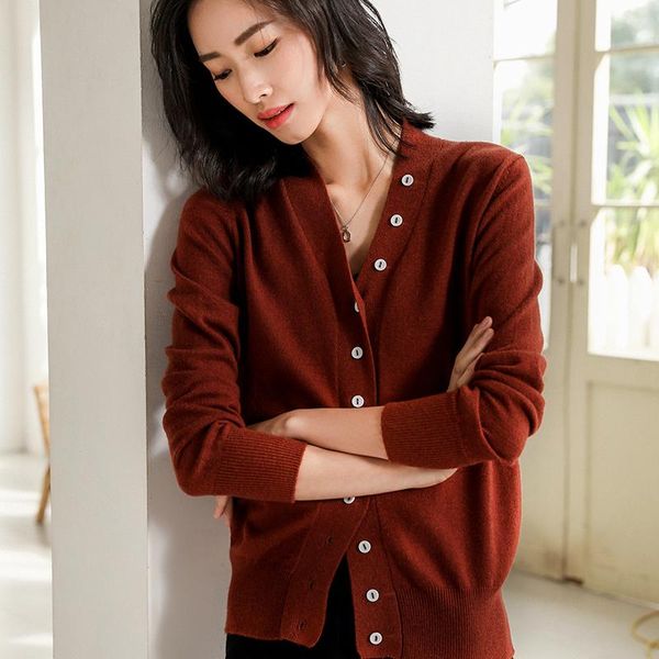 

women's sweaters mvlyflrt spring casual short sweater v-neck multi-button cardigan air-conditioning shirt wearing a bottoming, White;black