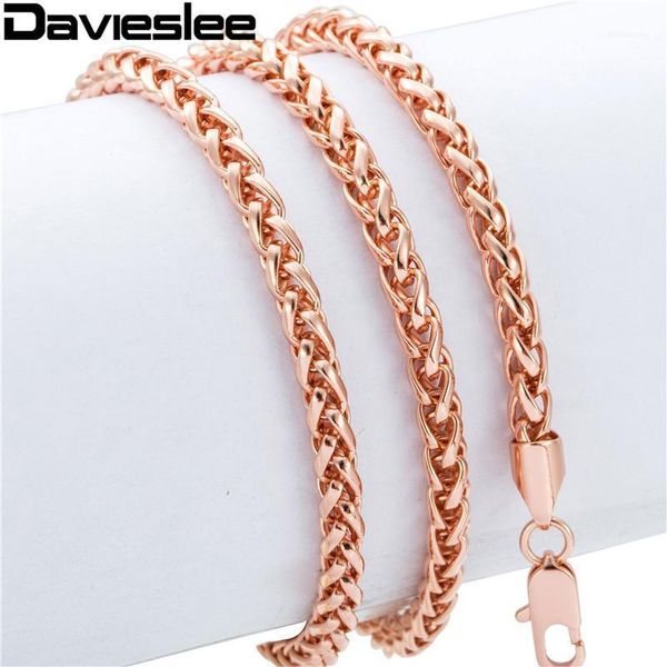 

chains wheat spiga chain 4mm mens womens rose gold filled necklace gf wholesale personalized jewelry lgn2551, Silver
