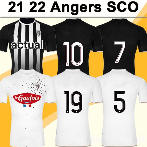

21 22 angers sco bahoken pereira lage mens soccer jerseys cho capelle mangani doumbia el-melali home away 3rd football shirts uniforms, Black;yellow
