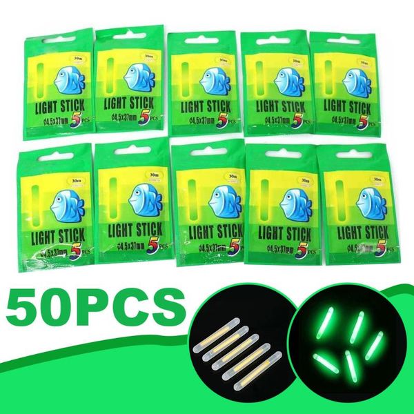 

50pcs 4.5*37mm fireflies for fishing float fluorescent lightstick light night rod lights dark glow stick equipment accessories