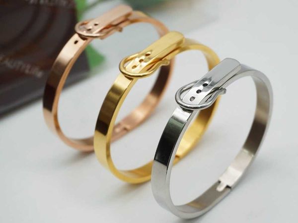 

eonb001 3 colors classic belt buckle stainless steel couple jewelry women q0717, Black
