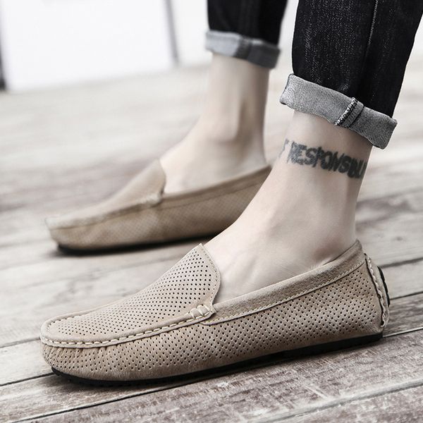 

mens shoes hollow breathable fashion personality joker mens shoes lazy shoes casual in summer, Black