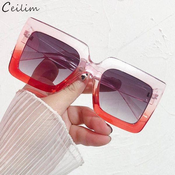 

sunglasses vintage oversize square women big frame gradient sun glasses black fashion female goggles oculos, White;black