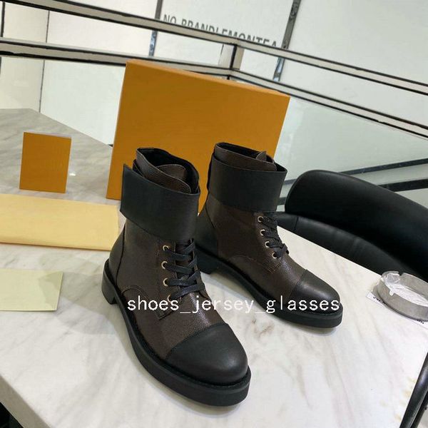 

women printed leather ankle boots wonderland ranger designer lady buckle canvas strap lace-up rubber outsole martin boot flat booties with o, Black