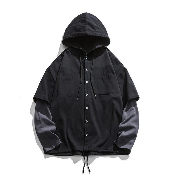 

mens new jacket stitching spring autumn jacket male patchwork hooded coat loose plus size clothing m-5xl, Black;brown