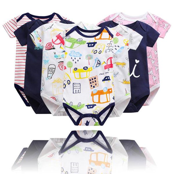 

born baby jumpsuit clothes girl boy cotton summer short-sleeved triangle bag fart romper cartoon rompers, Blue