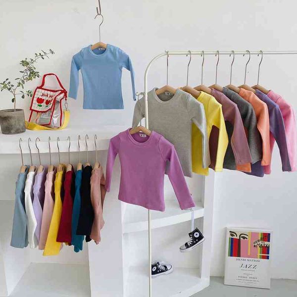 

fall clothes for kids solid t shirt boy warm fashion cotton drop girls 3 to 8, Blue