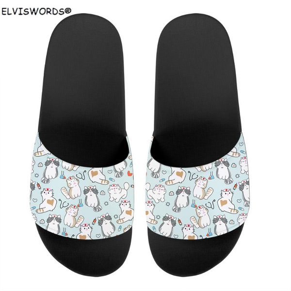 

lovely cat pattern comfortable indoor women slippers non-slip slip on casual ladies slides light girls sandals, Black