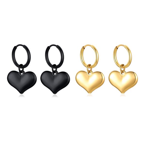 

stainless steel heart earrings gold black women's peach fashion personality love sweet cool ed-492, Golden