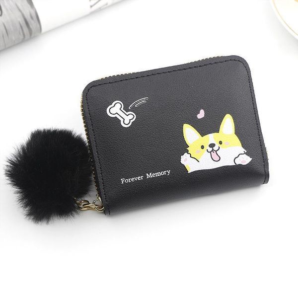 

women cute cat wallet small tassel girl brand designed pu leather female coin purse card holder billetera, Red;black