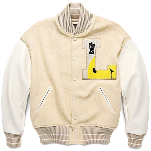 

men's jackets heavy fabric kapital cardigan baseball jacket men women 1:1 quality coat leather sleeve streetwear lbnv gzvp, Black;brown