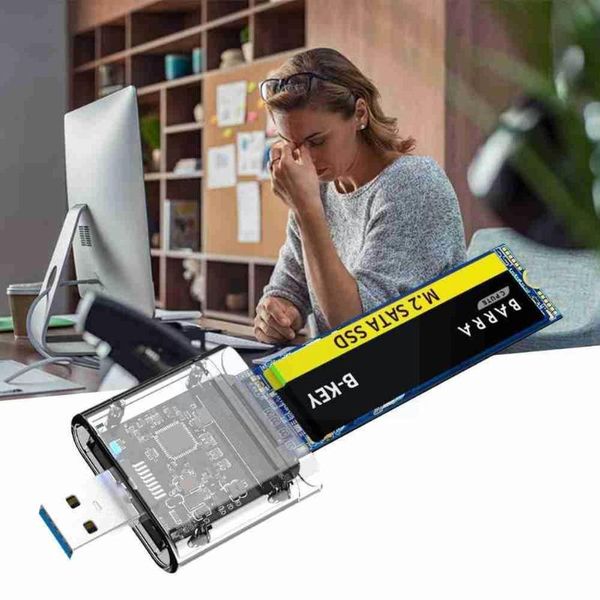 

hubs transparent usb3.0 gen1 ssd hard disk case for sata card 2260 2242 mobile 2280 box adapter ngff m.2 q2b0
