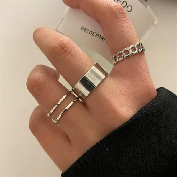 

cluster rings hiphop/rock metal geometry circular punk set opening index finger accessories buckle joint tail ring for women jewelry, Golden;silver