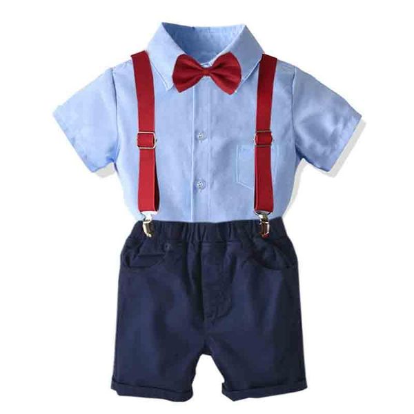 

clothing sets baby boy gentleman clothes set summer suit for toddler shirt with bow tie+suspenders white shorts formal boys children suits