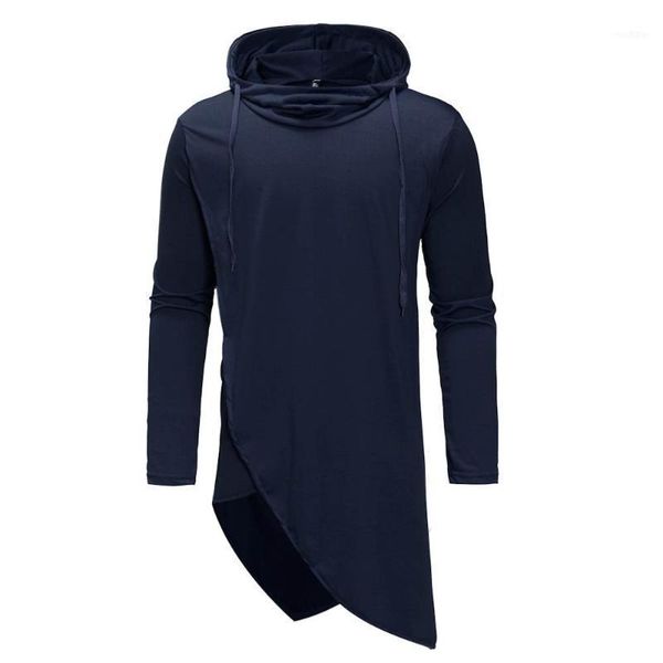 

men's fashion hooded solid color windbreaker jacket cardigan long-sleeved casual stitching long1, Black