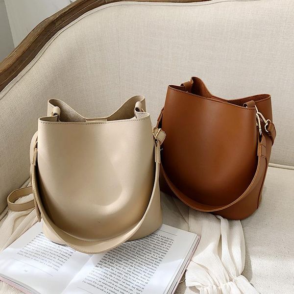

evening bags casual wide strap buckets bag designer women shoulder luxury pu crossbody large capacity messenger simply purses