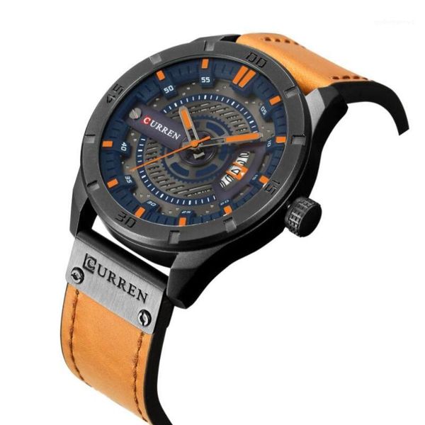 

wristwatches curren fashion creative watches casual military quartz sports wristwatch display date male clock hodinky relogio masculino, Slivery;brown