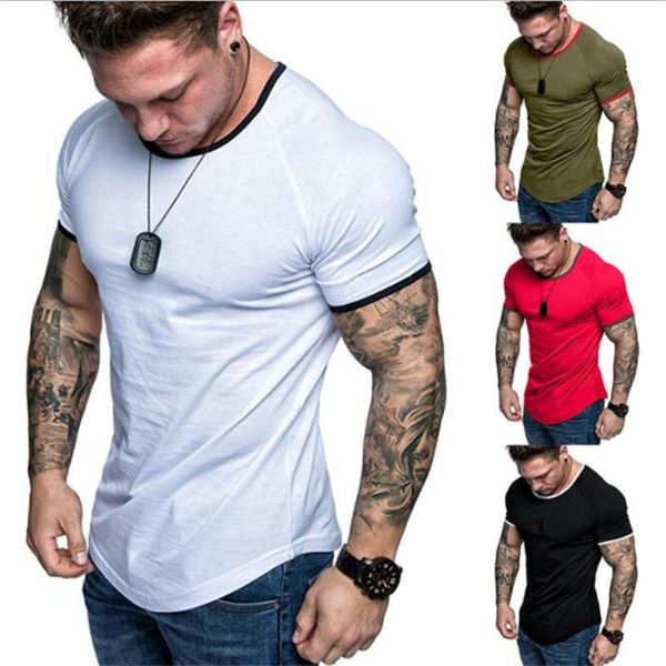 

men's t-shirts the summer 2021 t-shirt is pure color european size loose fashion round neck short sleeve t shirt, White;black