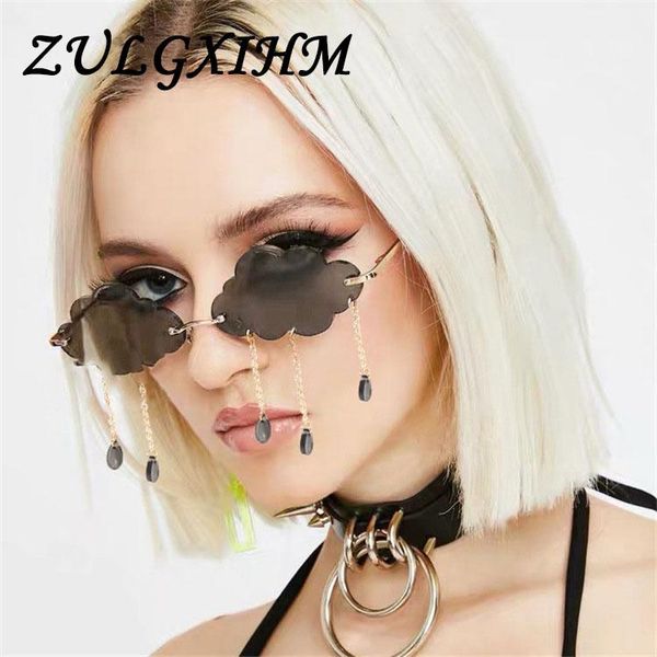 

women sunglasses 2021 cloud rimless vintage sun glasses for frameless shades uv400 gafas de sol, White;black
