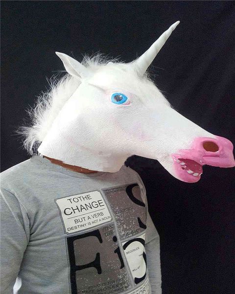 

mask halloween latex unicorn headgear horse head simulation animal trickery funny