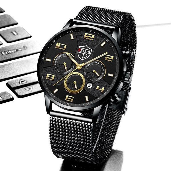 

wristwatches 2021 luxury stainless steel sports men's watches men wrist business calendar quartz watch luminous clock relogio masculino, Slivery;brown