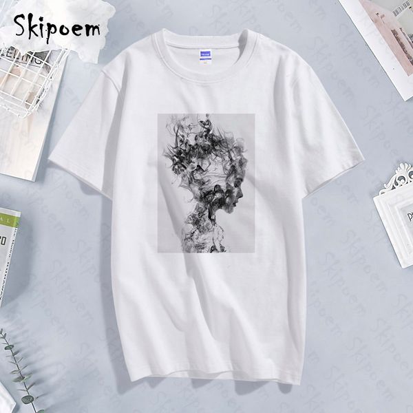 

women's t-shirt modernist lady feather butterfly t-shirt women korean style tumblr aesthetic short sleeve plus size cotton tees clothes, White